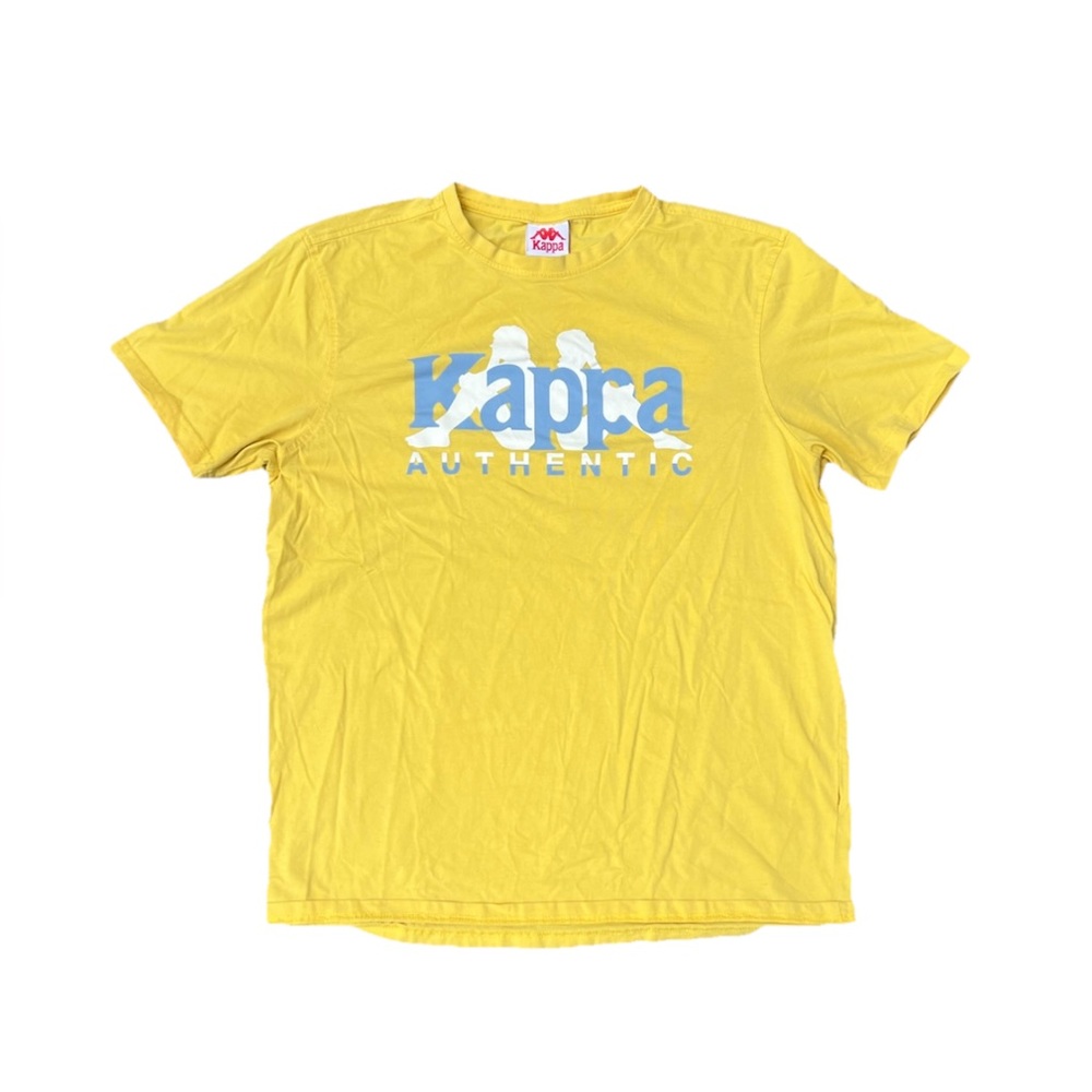 Kappa Authentic Men T-Shirt Yellow with Logo Size XL (M) 2 Men Thinking
